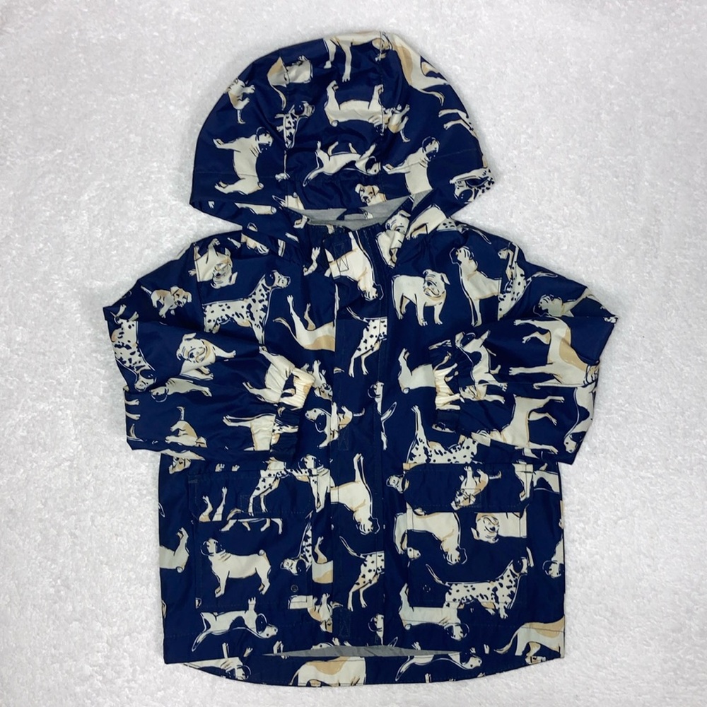 Carters navy blue dog print hooded raincoat 24m